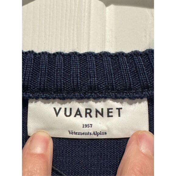 NWT VURNET 100% Wool JEAN VUARNET Dark Navy V-NECK JUMPER Crewneck Sweater M - Picture 6 of 16